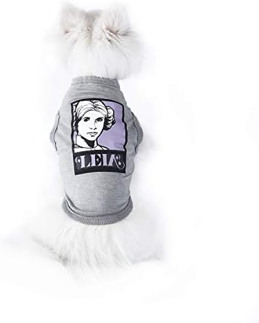 מלחמת הכוכבים לחיות מחמד אפור לייה טנק כלב | חולצת כלבים של הנסיכה ליה לכלבים קטנים | גודל X-SMALL | בגדי כלבים רכים, חמודים ונוחים לבגדים, בגדי כלבים חמודים